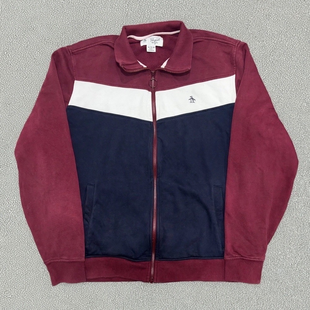 Original Penguin Munsingwear Fleece Track Jacket Full Zip Colorblock Mens XL